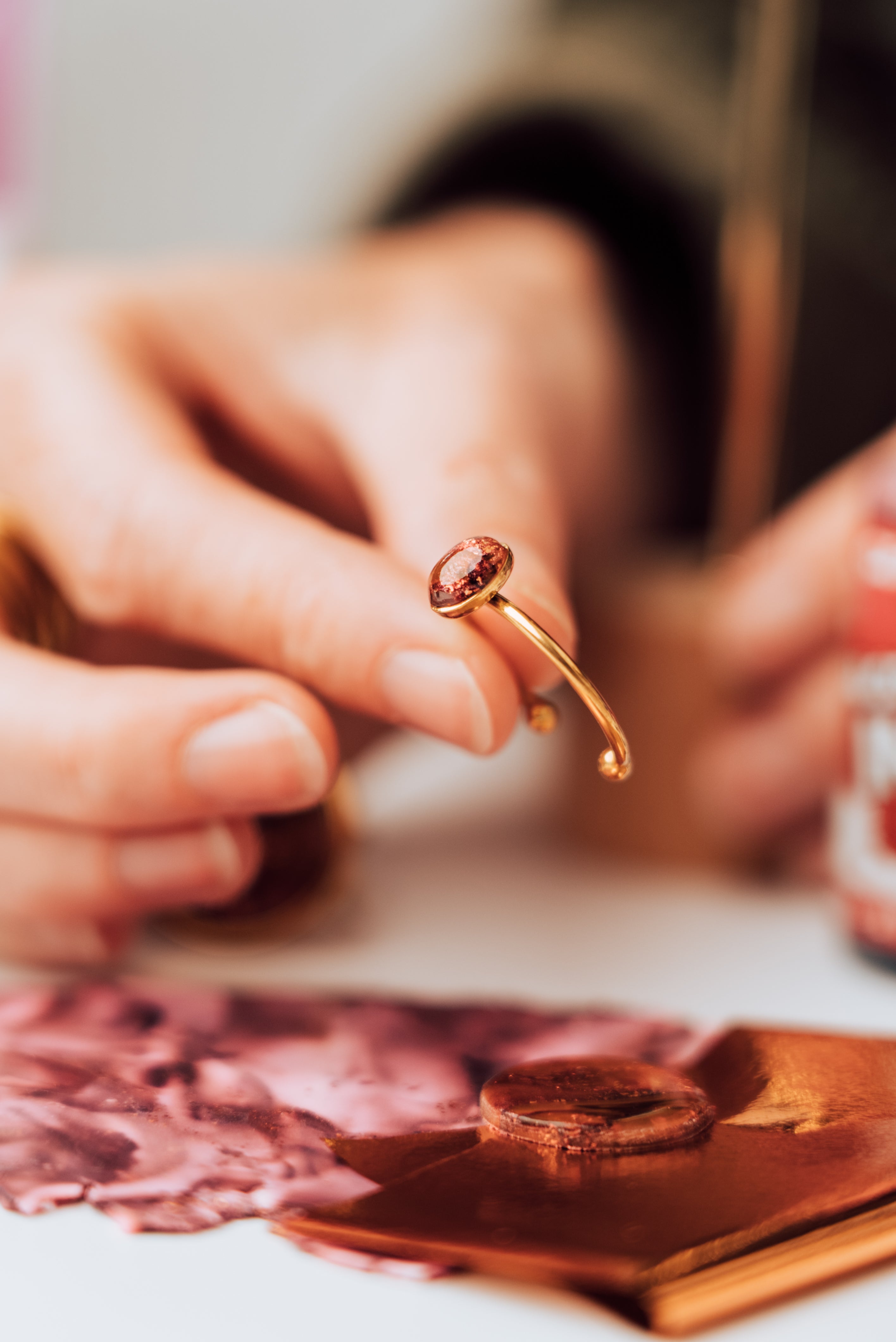 Verstelbare ring "mini drop oval" RVS