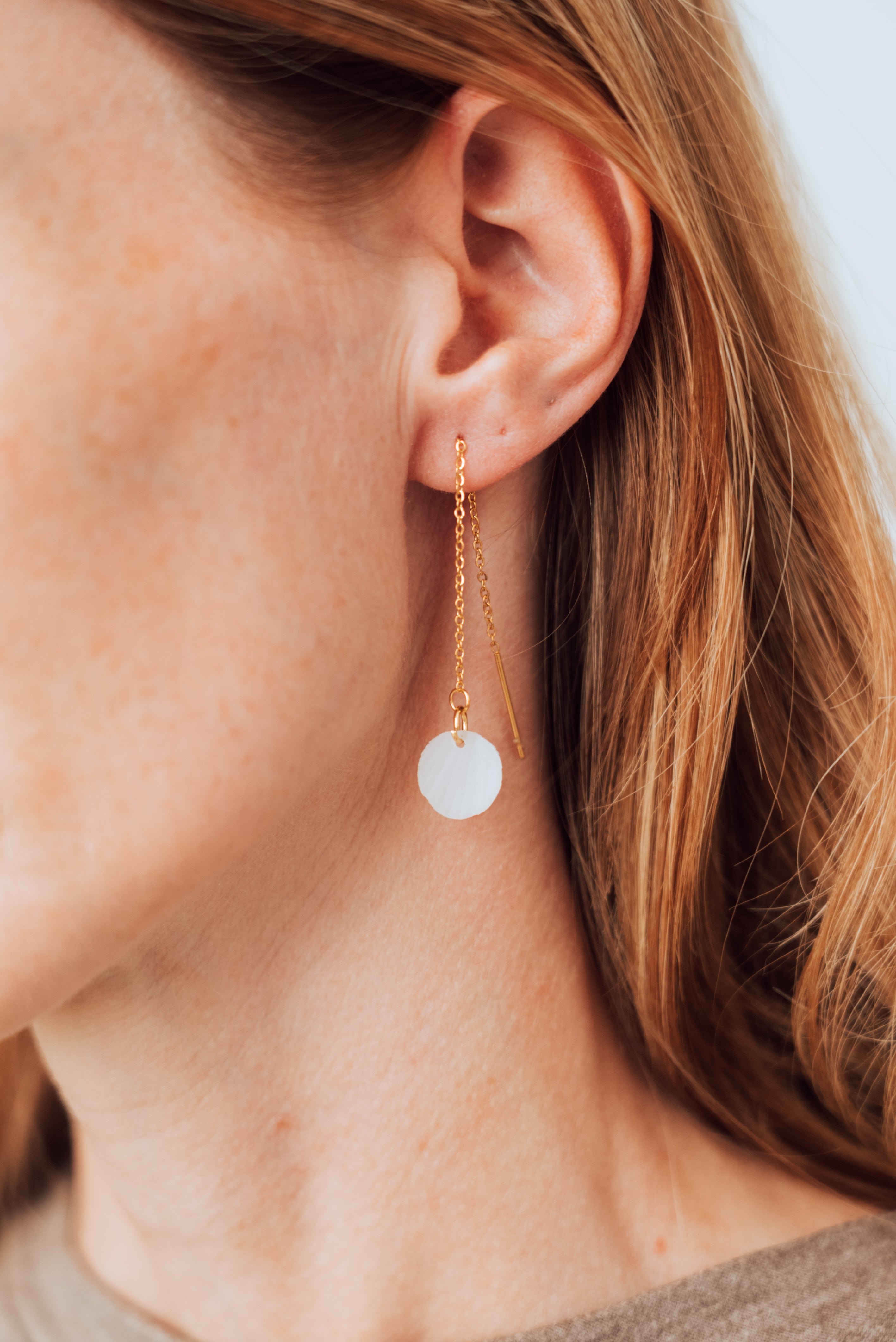 Boucle d'oreille à tirette (or/argent rose) boucle d'oreille