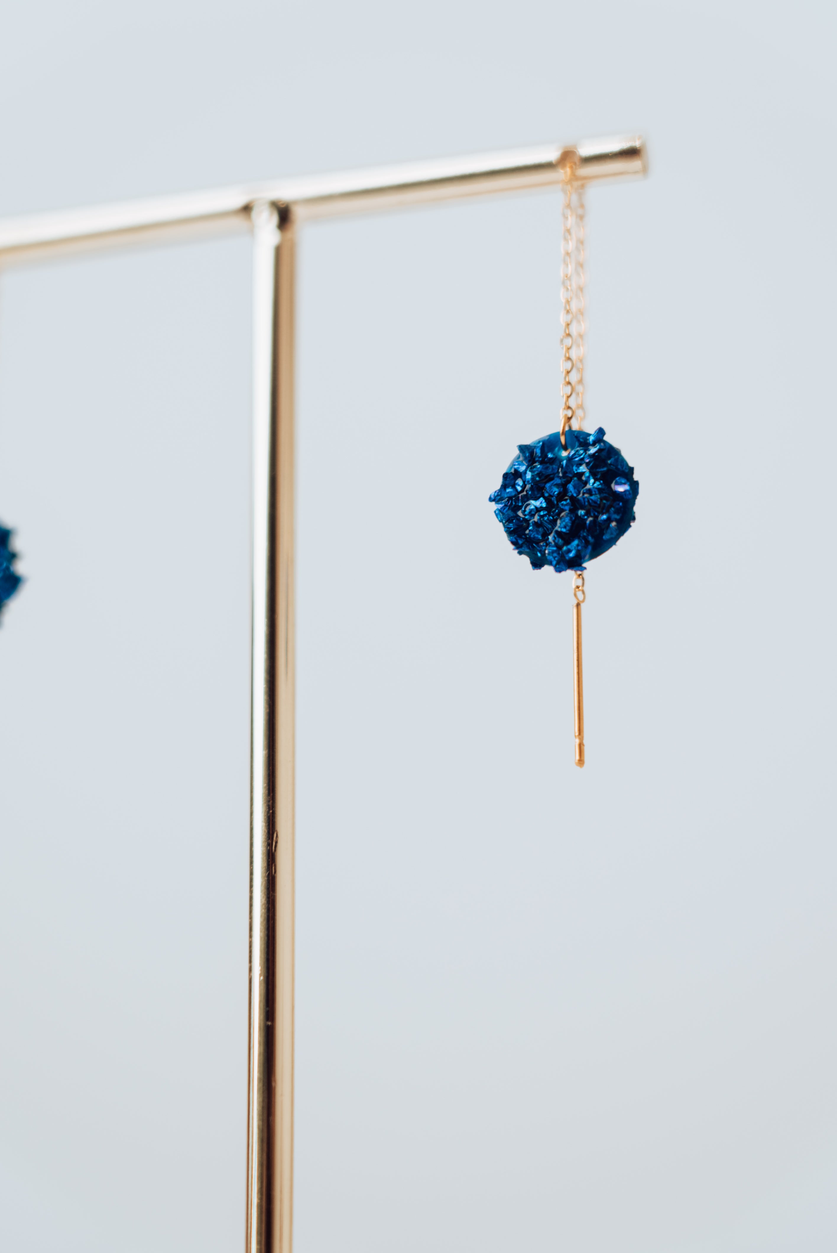 Boucle d'oreille à tirette (or/argent rose) boucle d'oreille