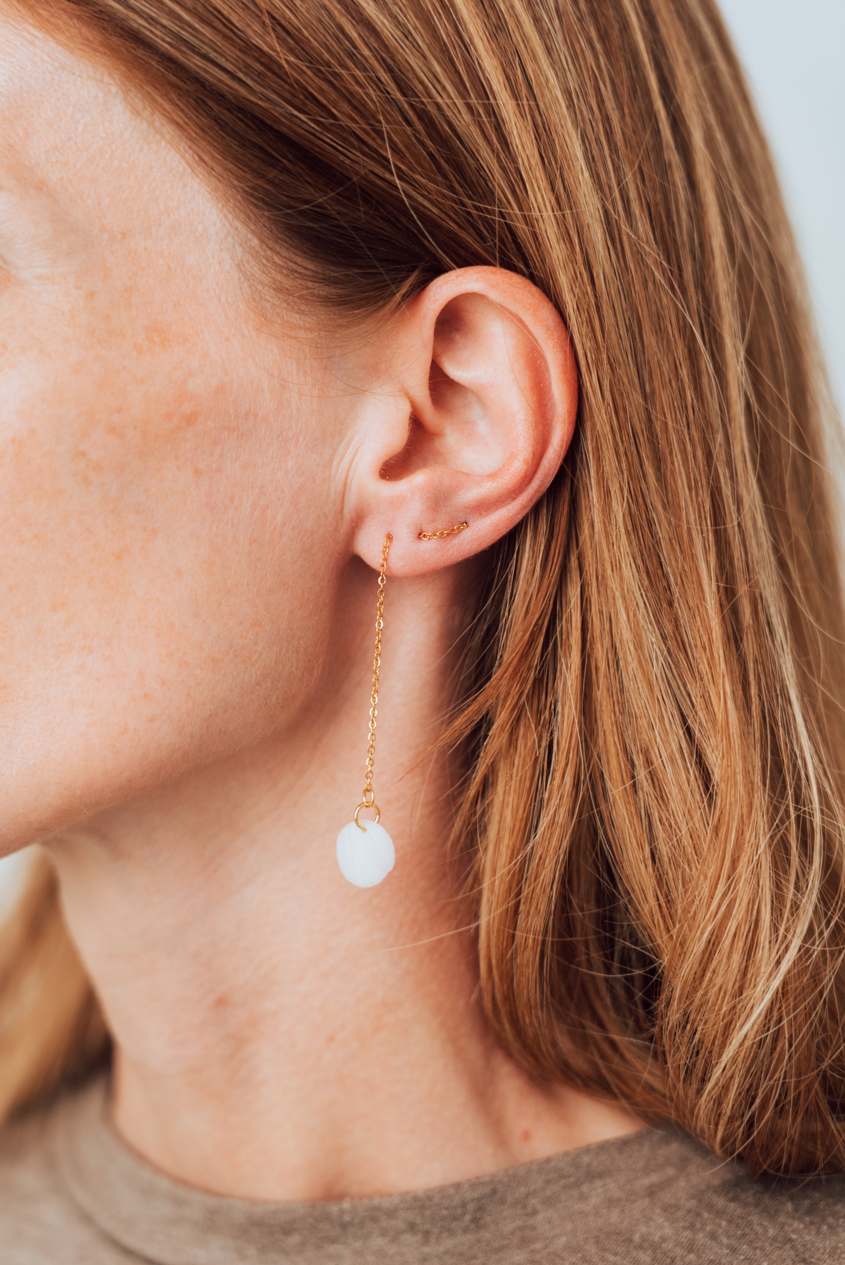 Boucle d'oreille à tirette (or/argent rose) boucle d'oreille