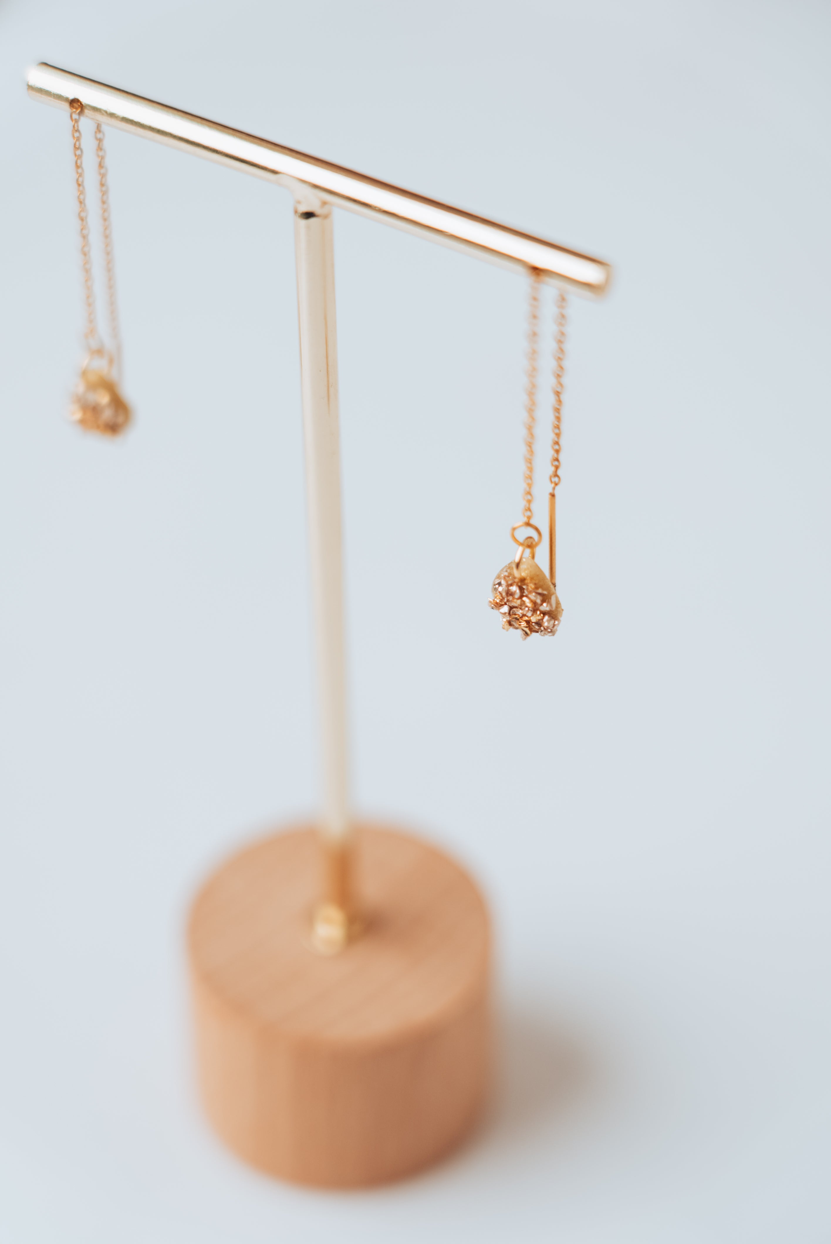 Boucle d'oreille à tirette (or/argent rose) boucle d'oreille