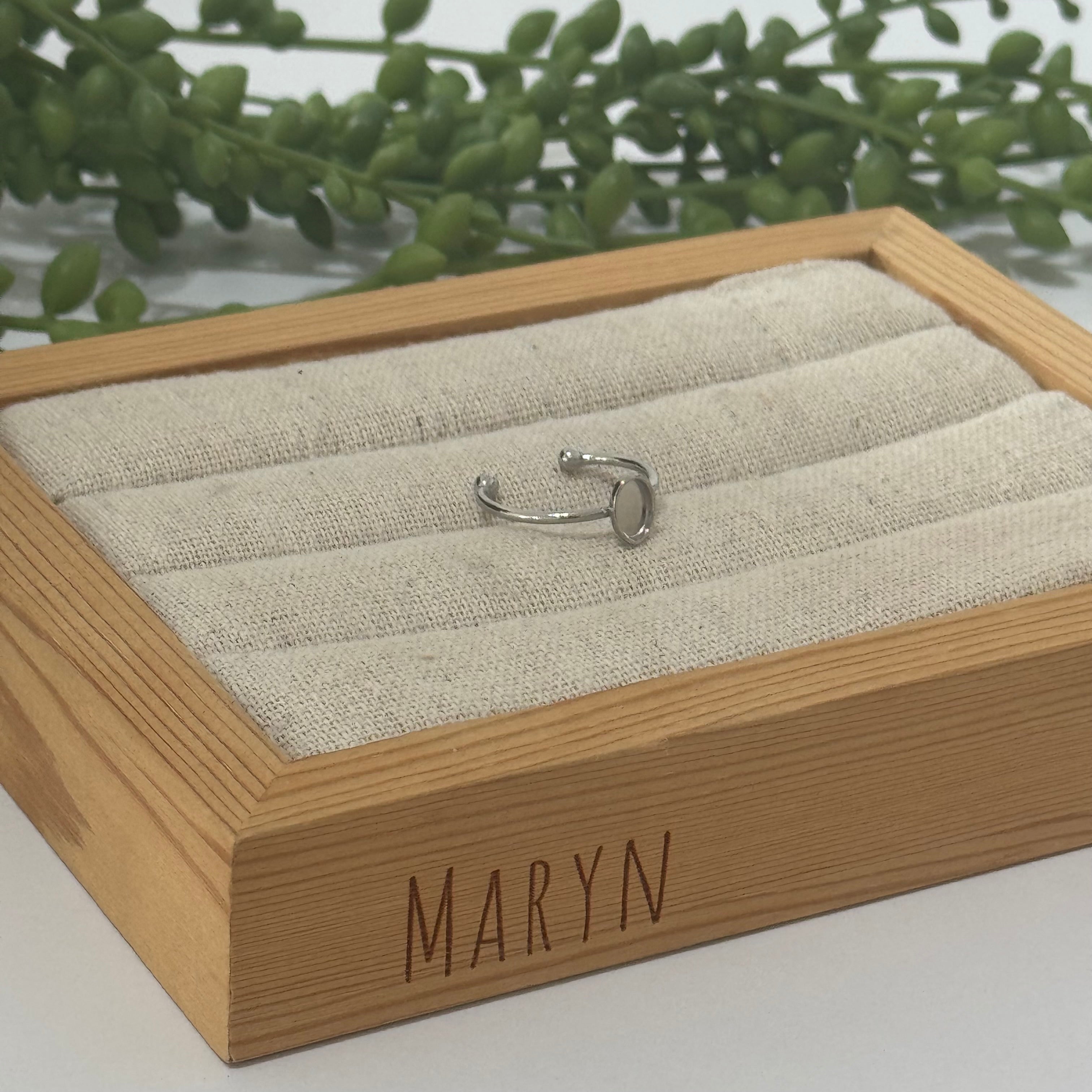 Verstelbare ring "mini drop oval" RVS