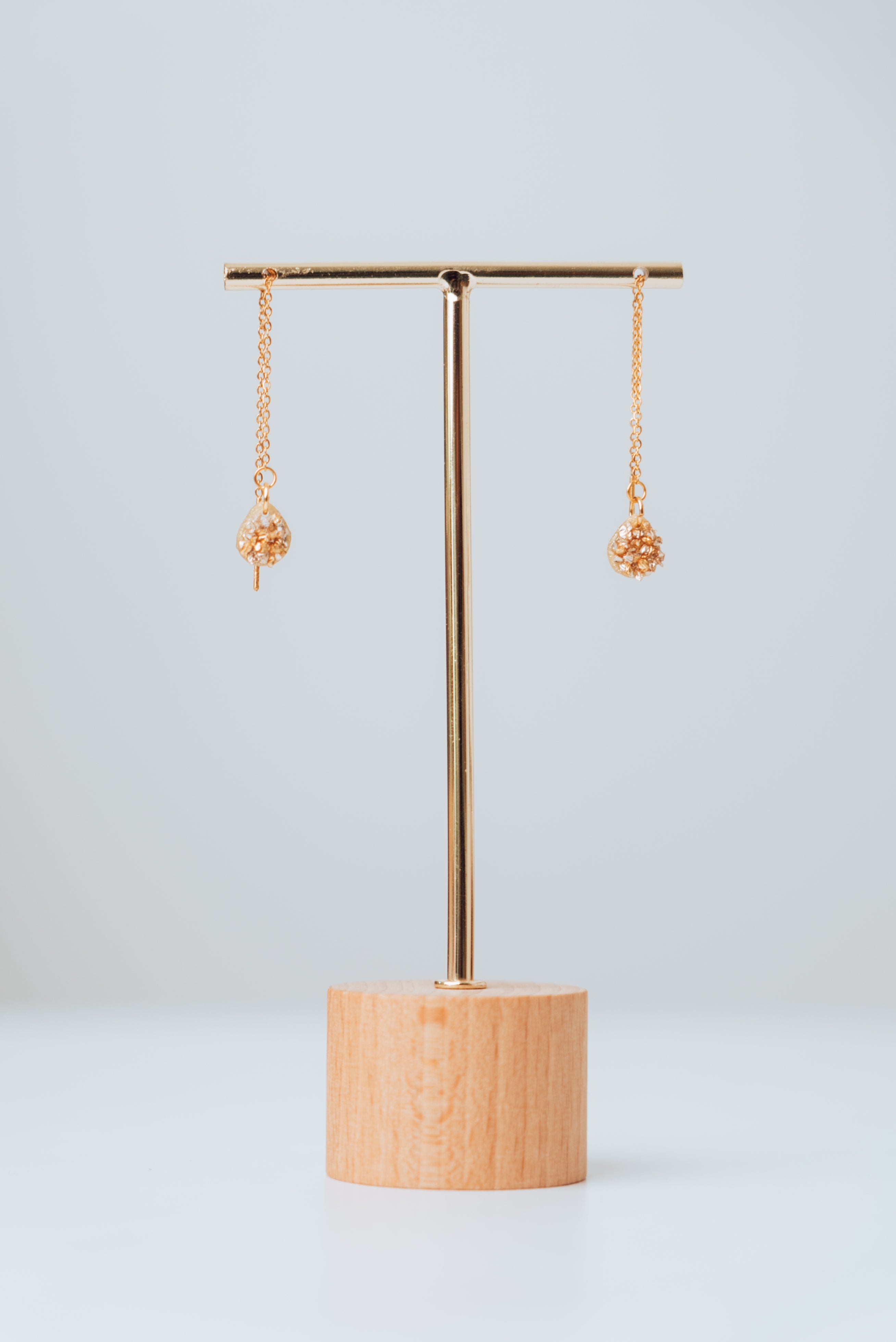 Boucle d'oreille à tirette (or/argent rose) boucle d'oreille