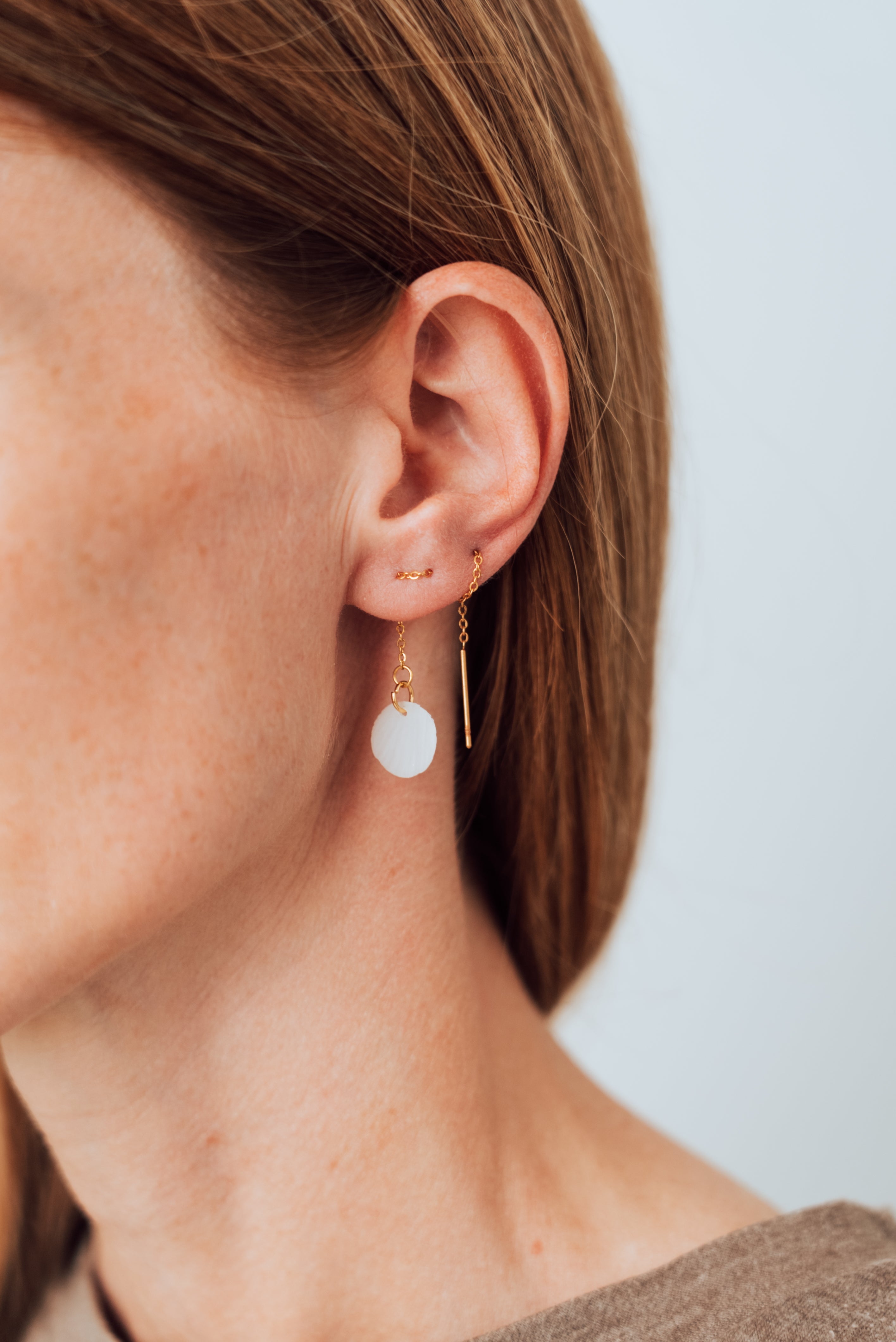 Boucle d'oreille à tirette (or/argent rose) boucle d'oreille