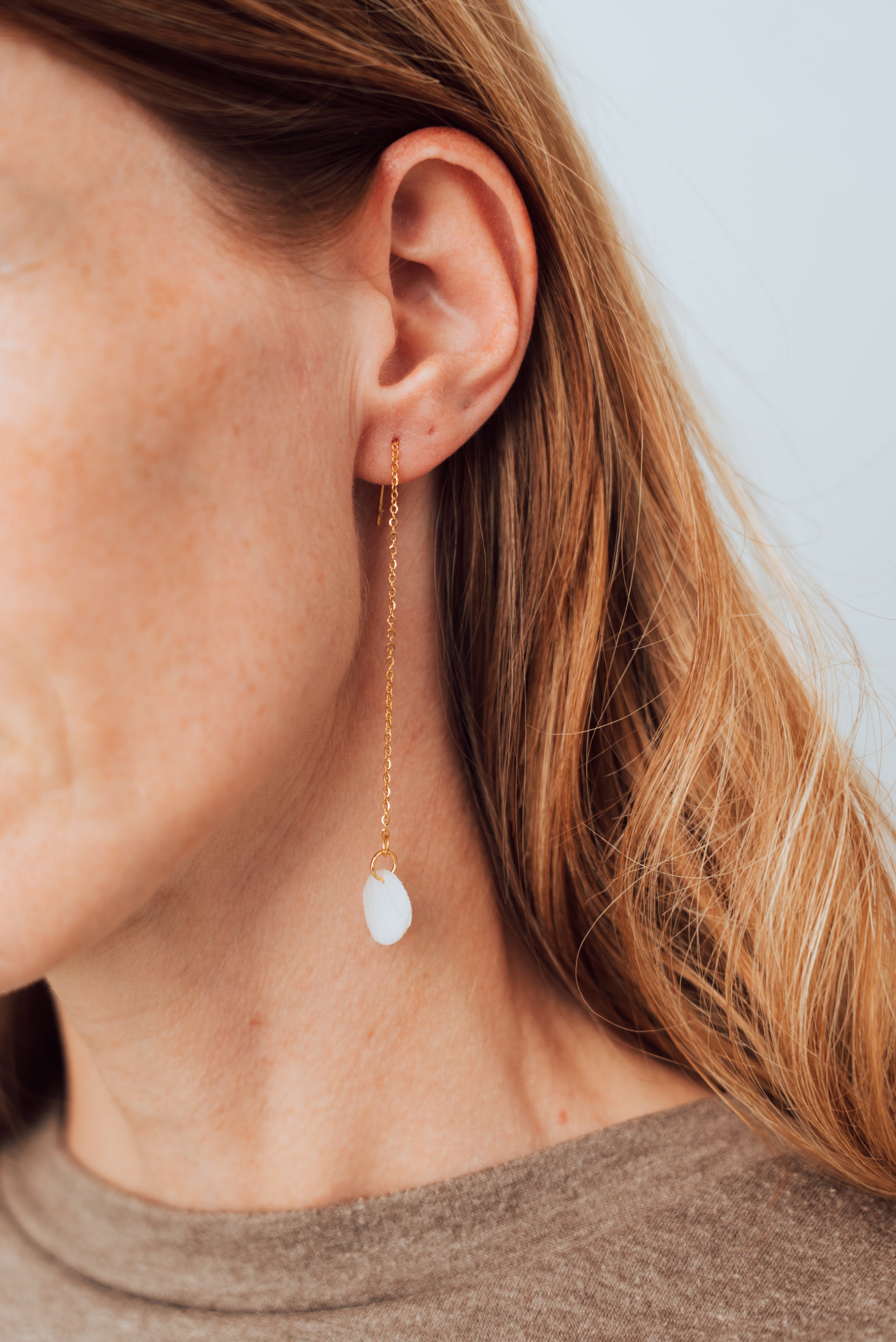 Boucle d'oreille à tirette (or/argent rose) boucle d'oreille