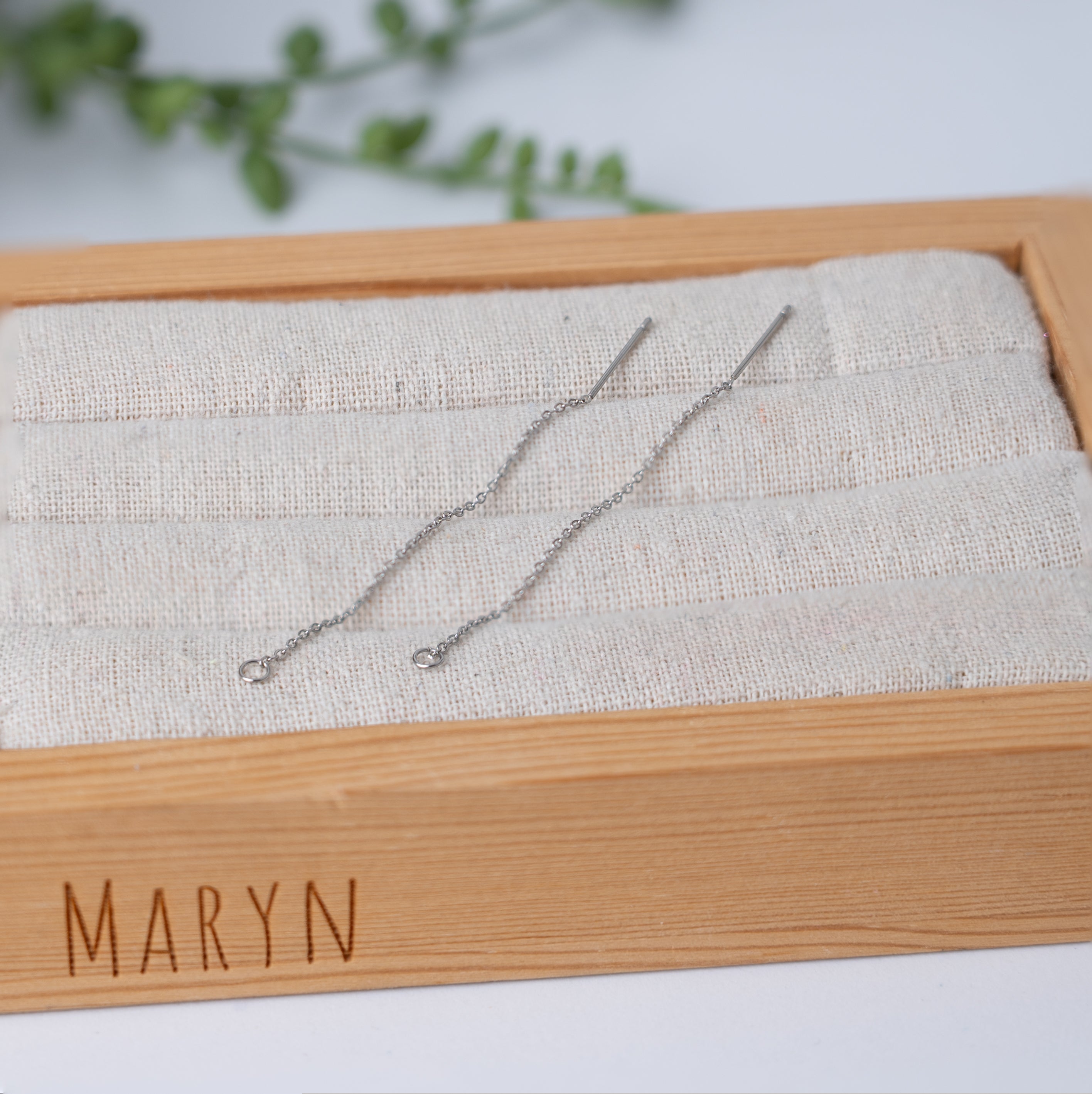 Boucle d'oreille à tirette (or/argent rose) boucle d'oreille