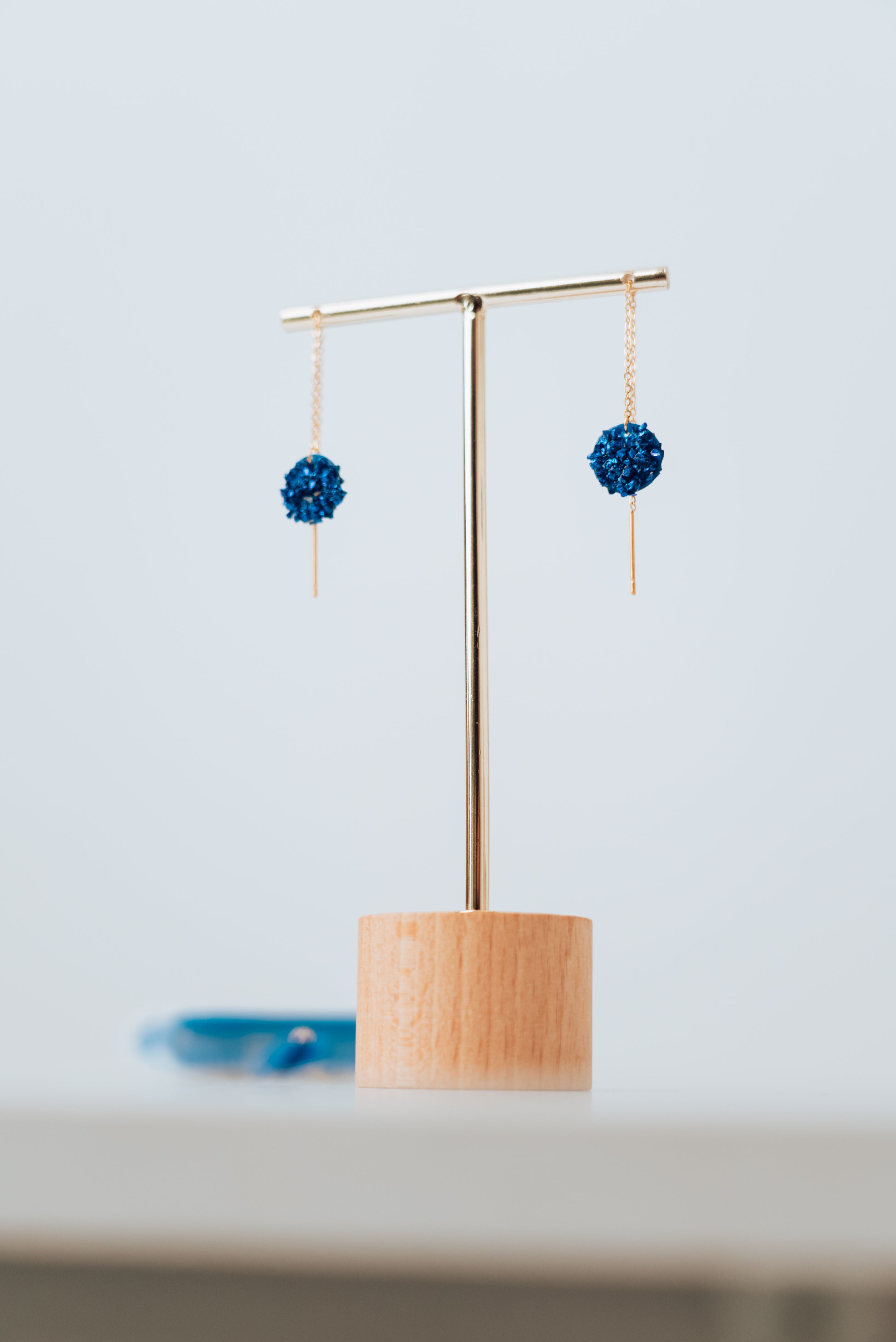 Boucle d'oreille à tirette (or/argent rose) boucle d'oreille