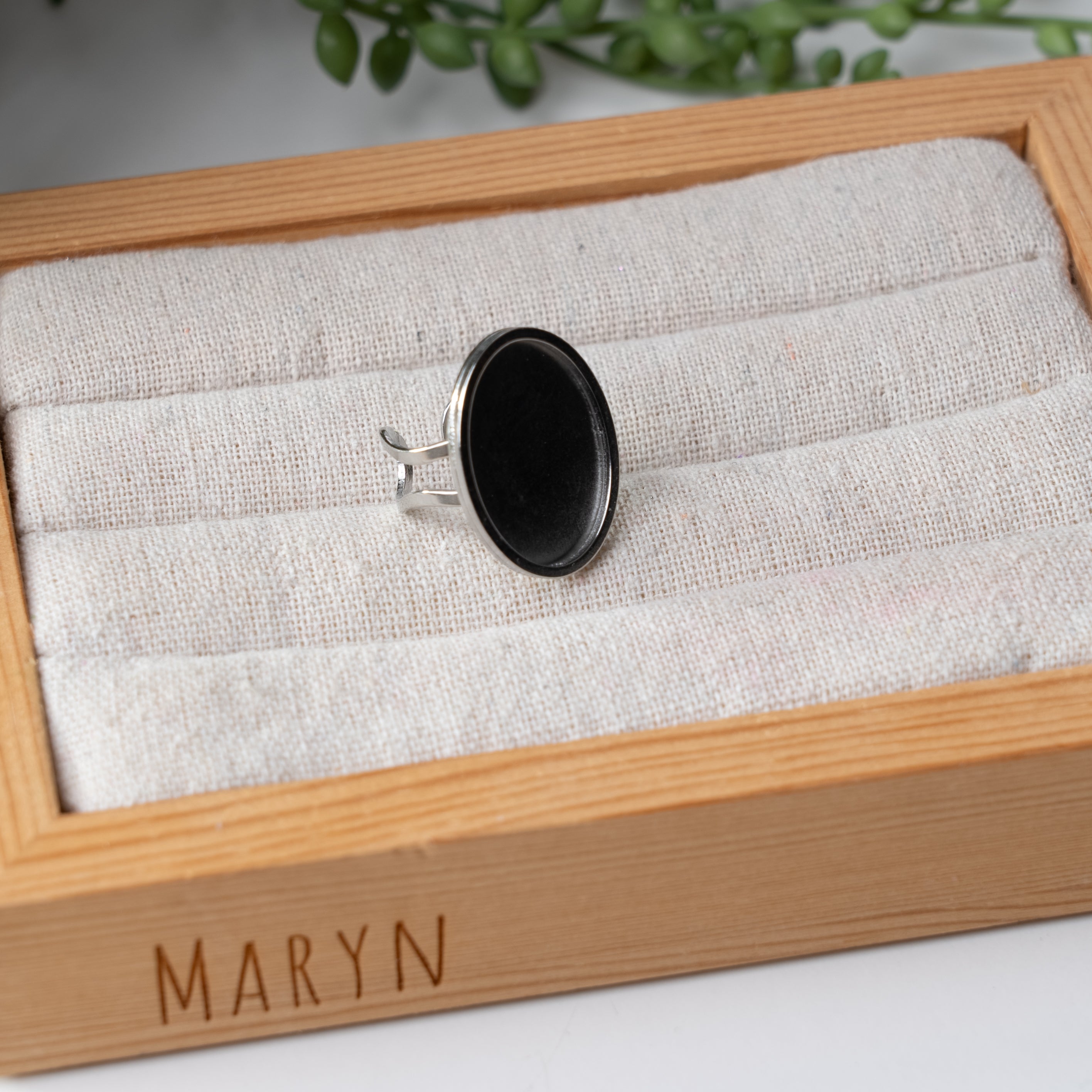 Adjustable ring "Big Oval" stainless steel