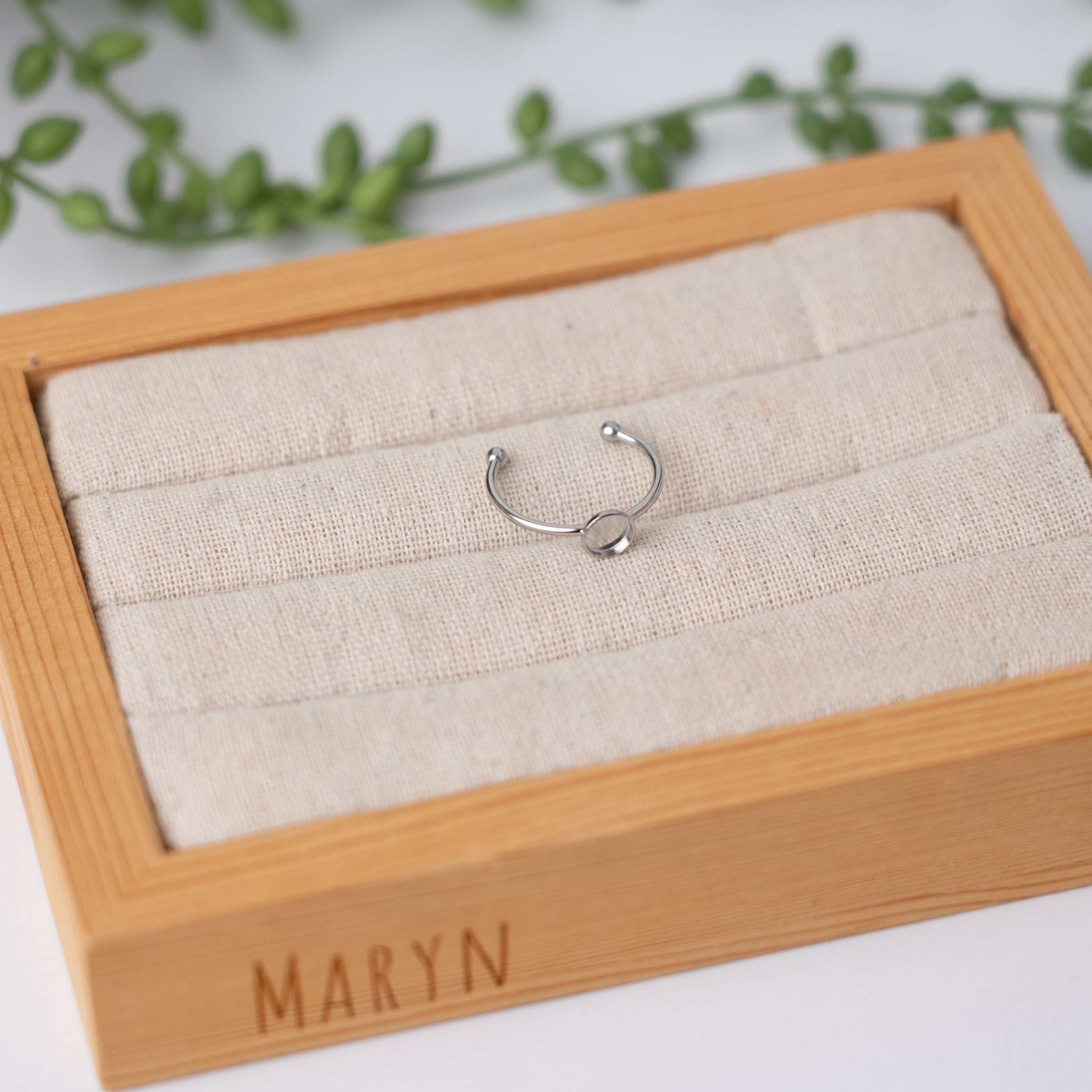 Verstelbare ring "mini drop circle" RVS