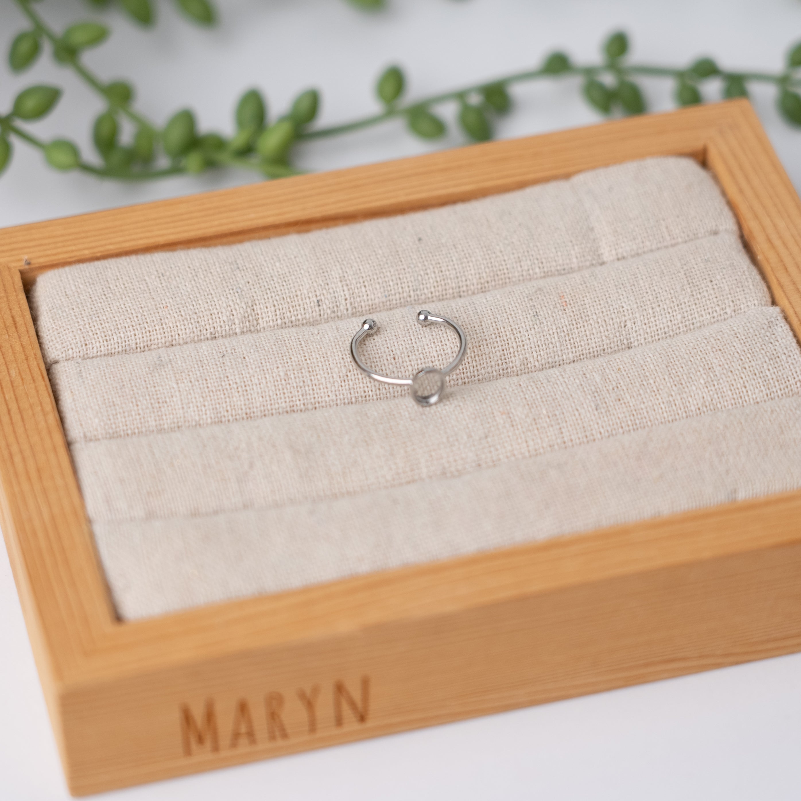 Verstelbare ring "mini drop oval" RVS